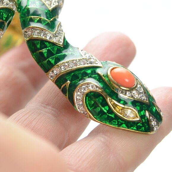 Vintage Kenneth Jay Lane KJL Enamel & Crystal Snake Bracelet - Picture 8 of 9
